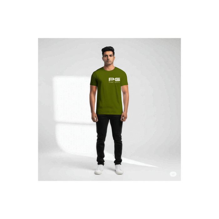PG- Ruffty Classic Military Green Round Neck T-Shirt DTG-5 - Image 2