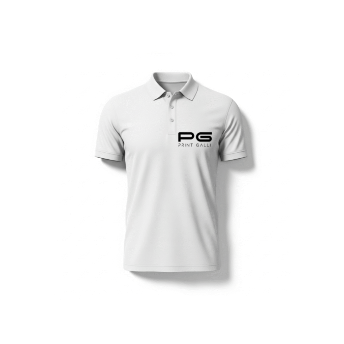 PG-Carbon Cotton Pique White Polo T-Shirt - Image 1