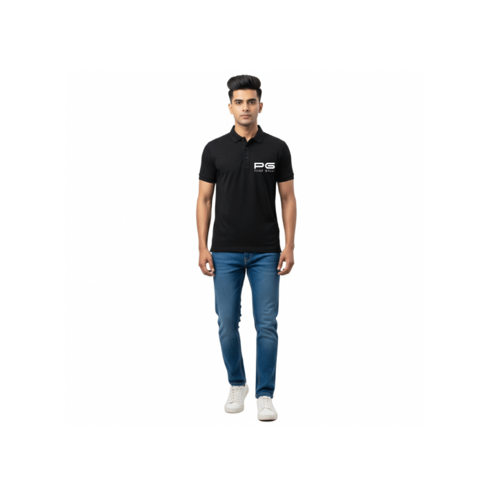 PG-Carbon Cotton Pique Black Polo T-Shirt - Image 2