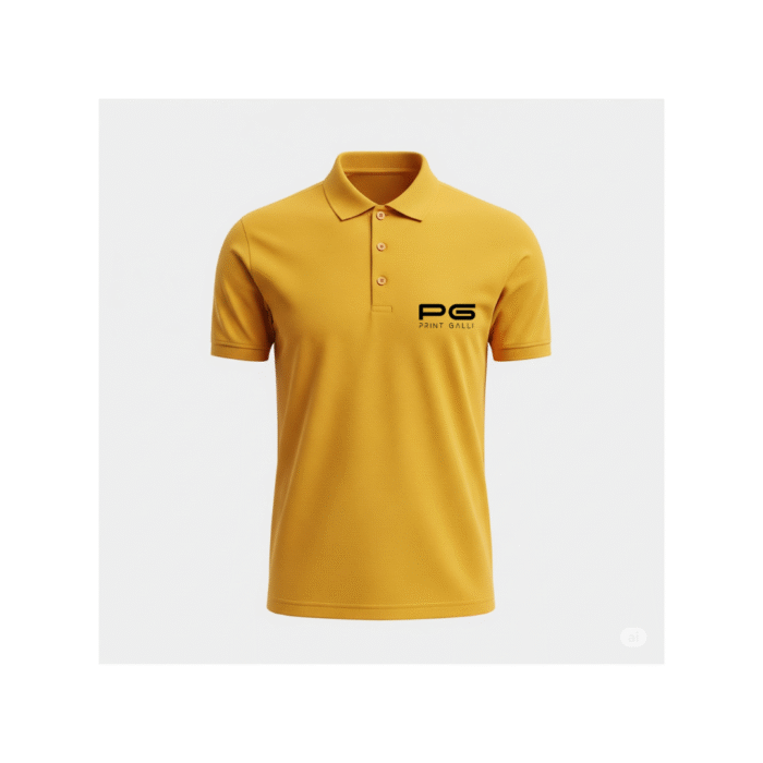 PG-Carbon Cotton Pique Yellow Polo T-Shirt - Image 1