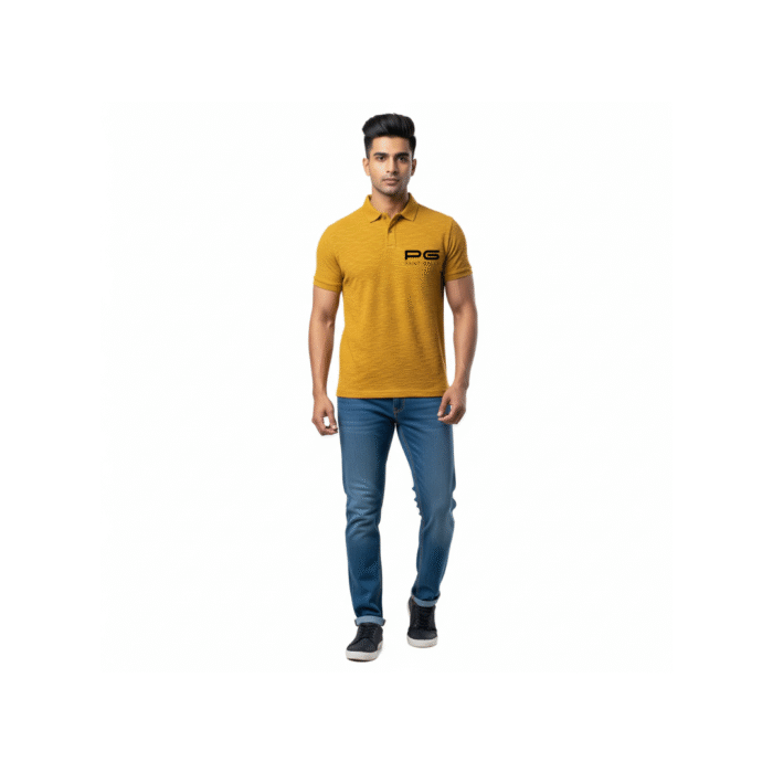 PG-HO2 Men's Polyester Yellow Round Neck T-Shirt - Image 2