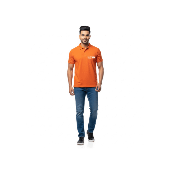 PG-Carbon Cotton Pique Orange Polo T-Shirt - Image 2