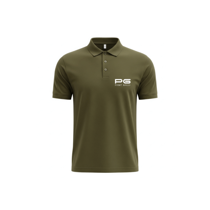 PG-Carbon Cotton Pique Military Green Polo T-Shirt - Image 1