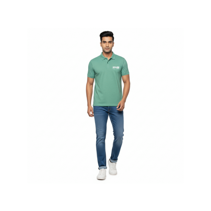 PG-Carbon Cotton Pique Sea Green Polo T-Shirt - Image 2