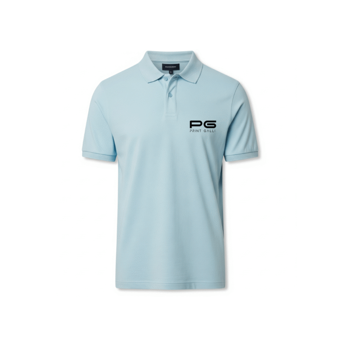 PG-Carbon Cotton Pique Ice Blue Polo T-Shirt - Image 1