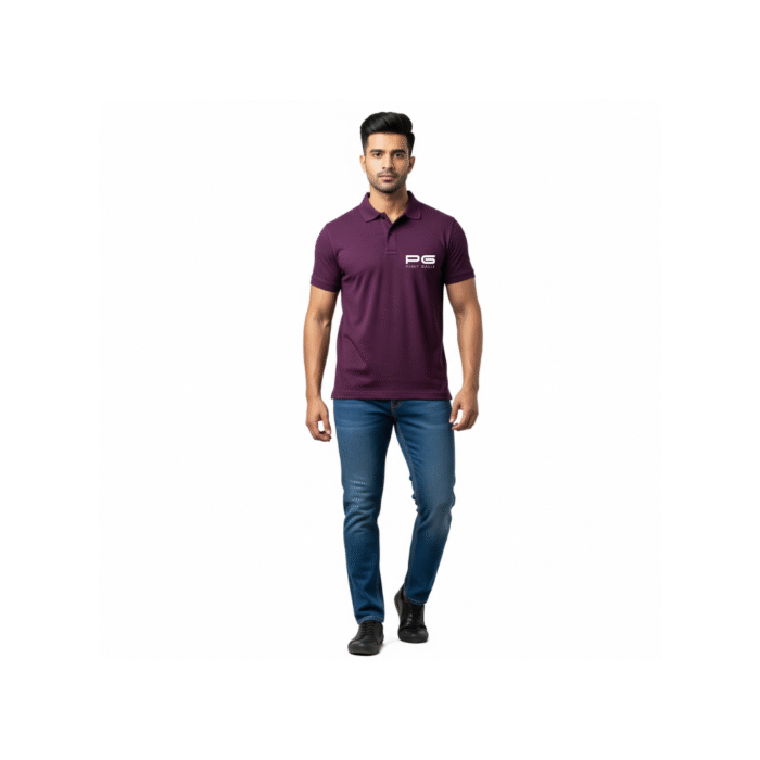 PG-Carbon Cotton Pique Purple Polo T-Shirt - Image 2