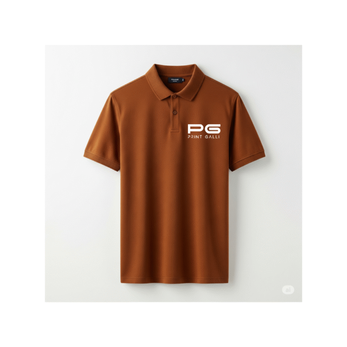 PG-Carbon Cotton Pique Chestnut Polo T-Shirt - Image 1