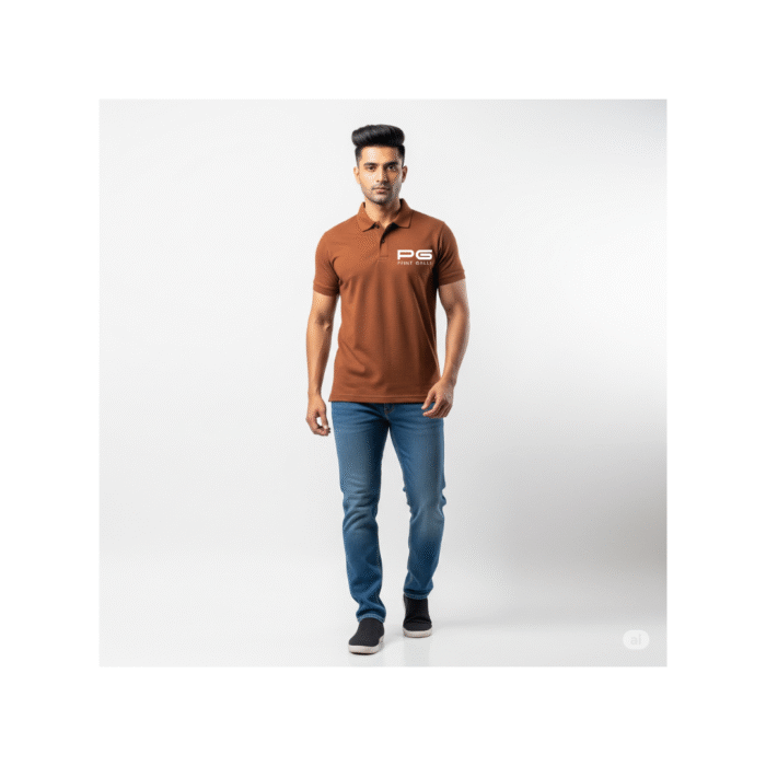 PG-Carbon Cotton Pique Chestnut Polo T-Shirt - Image 2