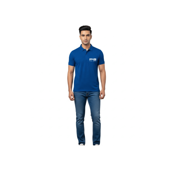 PG-Flying Machine Men’s Dry-Fit Royal Blue Polo T-Shirt - Image 2