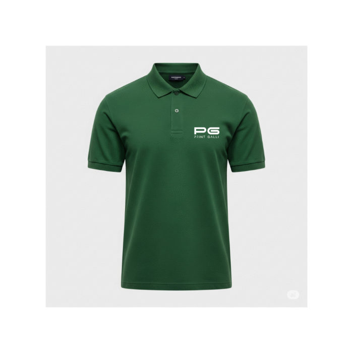 PG-Carbon Cotton Pique Bottle Green Polo T-Shirt - Image 1