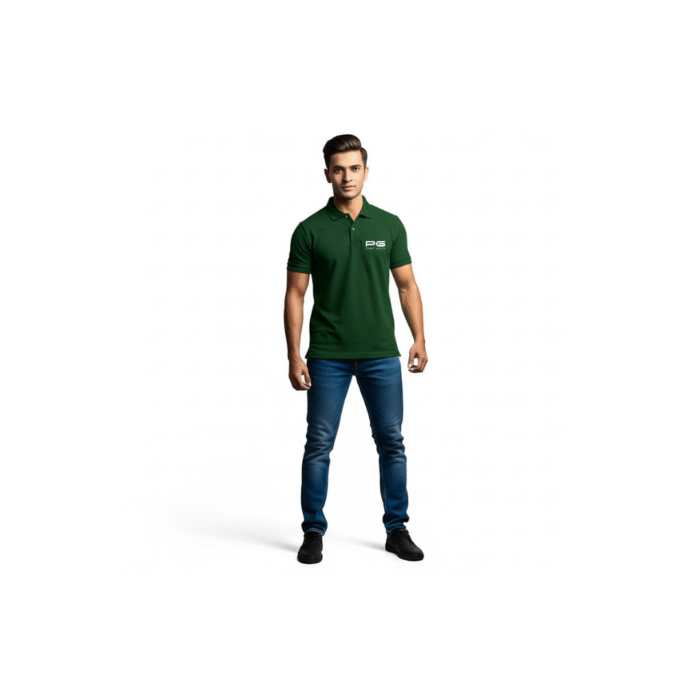 PG-Carbon Cotton Pique Bottle Green Polo T-Shirt - Image 2