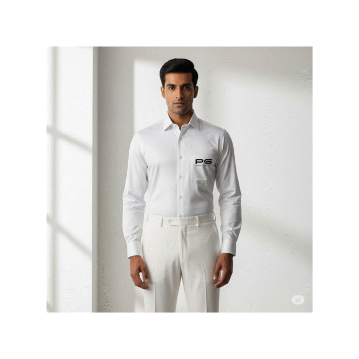 PG-Arrow Men’s Pure Cotton Formal Shirt(Unisex Fit) – White - Image 2