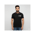 PG-UCB Style Black Cotton Polo T-Shirt with White & Red Tipping - Image 2