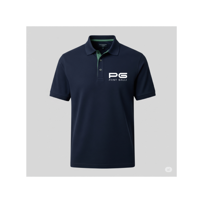 Adidas Navy Blue Polo T-Shirt with Green Collar Accent - Image 1