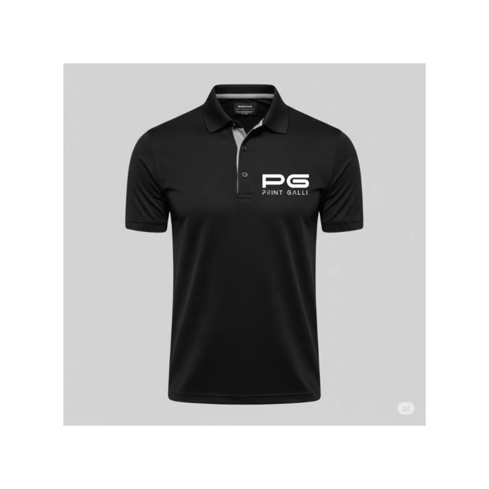 Adidas Black Polo T-Shirt with Grey Collar Accent - Image 1