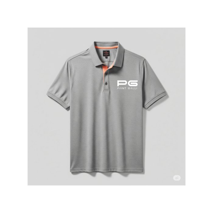 Adidas Navy Grey Polo T-Shirt with Peach Collar Accent - Image 1