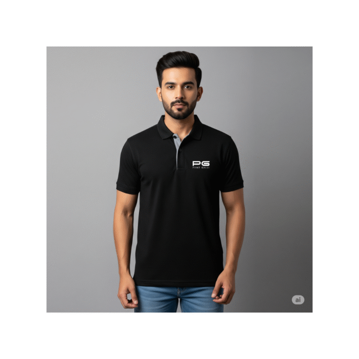 Adidas Black Polo T-Shirt with Grey Collar Accent - Image 2