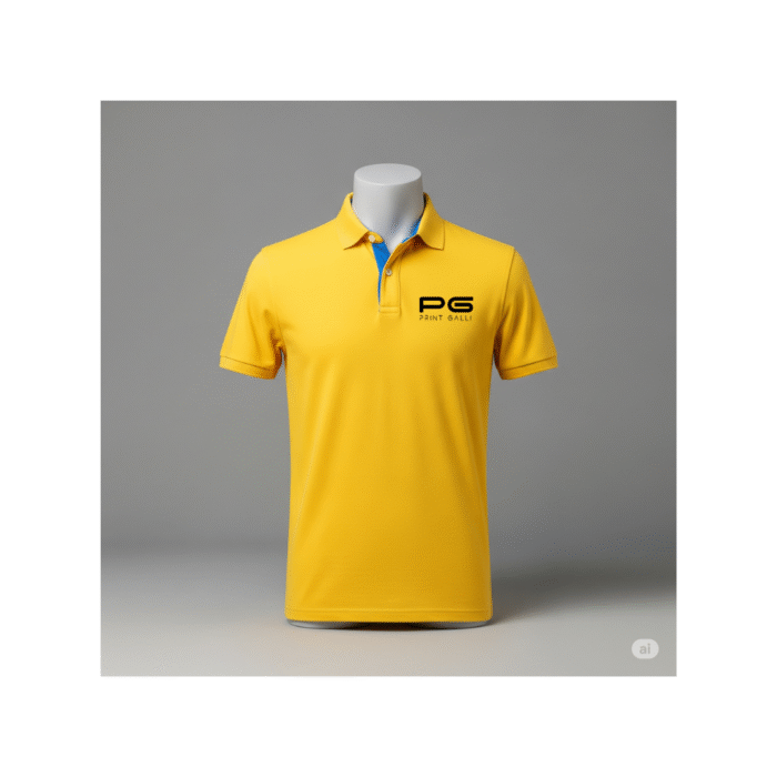 Adidas Yellow Polo T-Shirt with Blue Collar Accent - Image 1