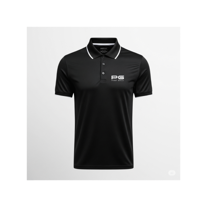 Adidas Black Polo T-Shirt with White Collar Accent - Image 1