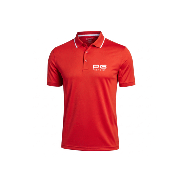 Adidas Red Polo T-Shirt with White Collar Accent - Image 1