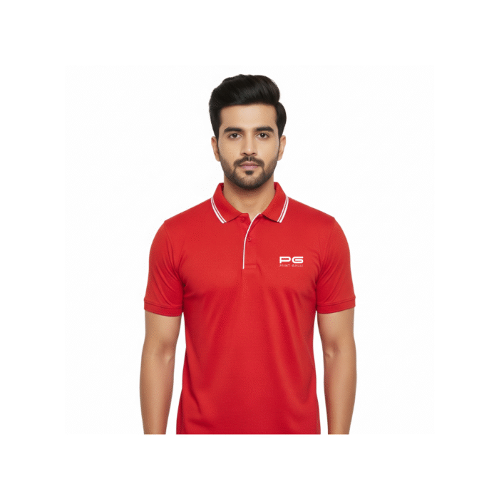 Adidas Red Polo T-Shirt with White Collar Accent - Image 2