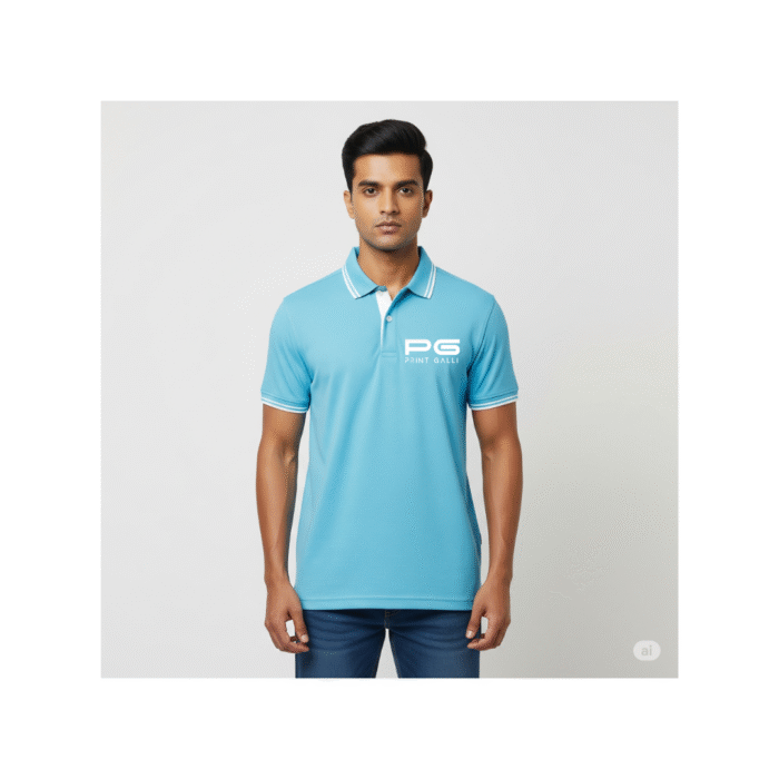 PG- Ruffty Tipping Sky Blue Polo T-Shirt - Image 3