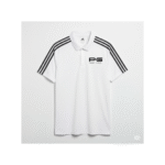 PG-Adidas White Polo T-Shirt with 3 Black Stripes
