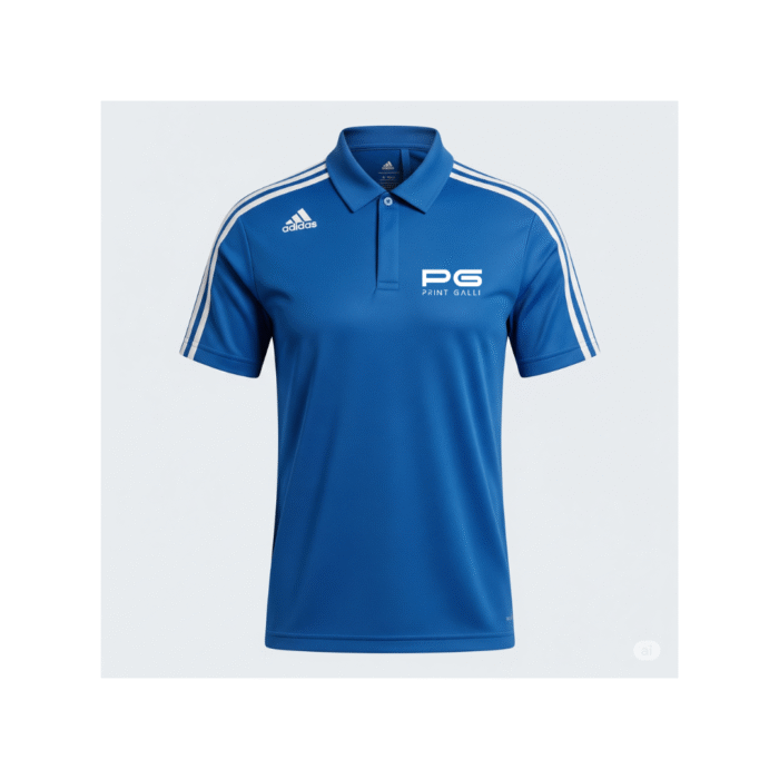 PG-Adidas Royal Blue Polo T-Shirt with 3 White Stripes - Image 1