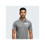 PG-Adidas Grey Polo T-Shirt with 3 White Stripes - Image 2