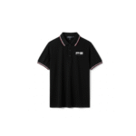 PG-Wild Horn Black Polo T-Shirt with Jacquard Collar