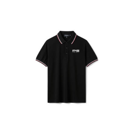 PG-Wild Horn Black Polo T-Shirt with Jacquard Collar