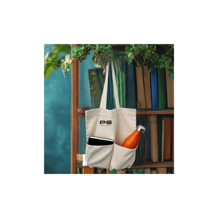 PG-Eco Friendly Premium Canvas Tote Bag with Dual Front Pockets - Image 3