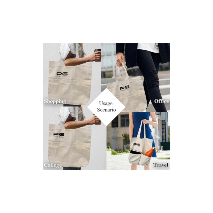 PG-Eco Friendly Premium Canvas Tote Bag with Dual Front Pockets - Image 4