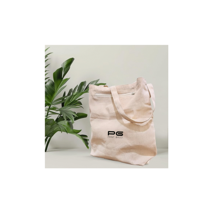 PG-Eco Friendly Premium Canvas Tote Bag with Secure Back Zipper Pocket - Image 3