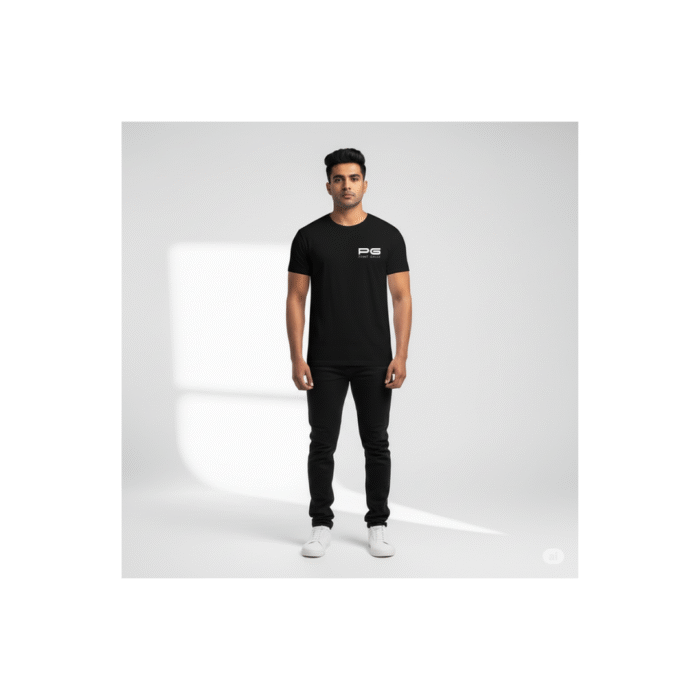PG-HO2 Men's Polyester Black Round Neck T-Shirt - Image 2
