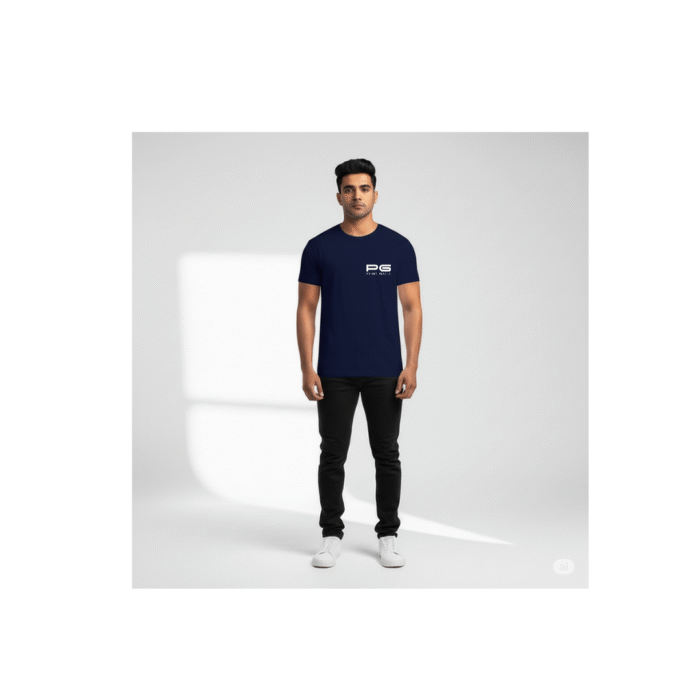 PG-HO2 Men's Polyester Navy Blue Round Neck T-Shirt - Image 2