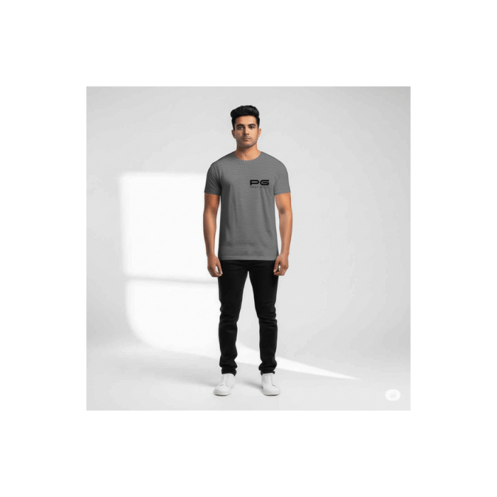PG-HO2 Men's Polyester Grey Round Neck T-Shirt - Image 2